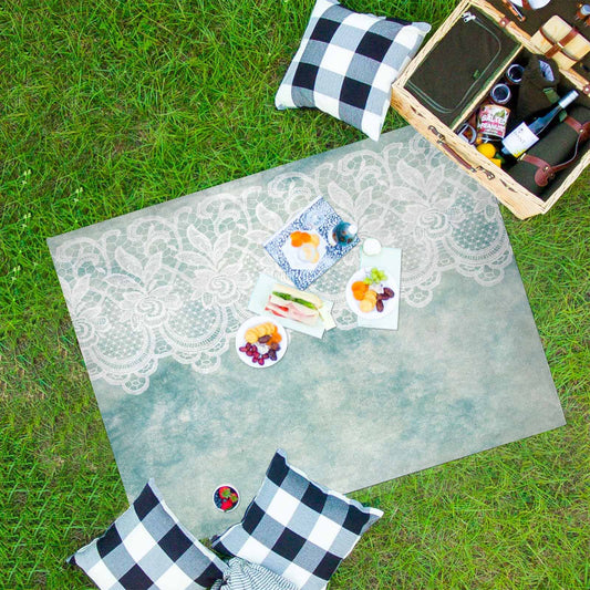 Victorian lace print waterproof picnic mat, 69 x 55in, design 41