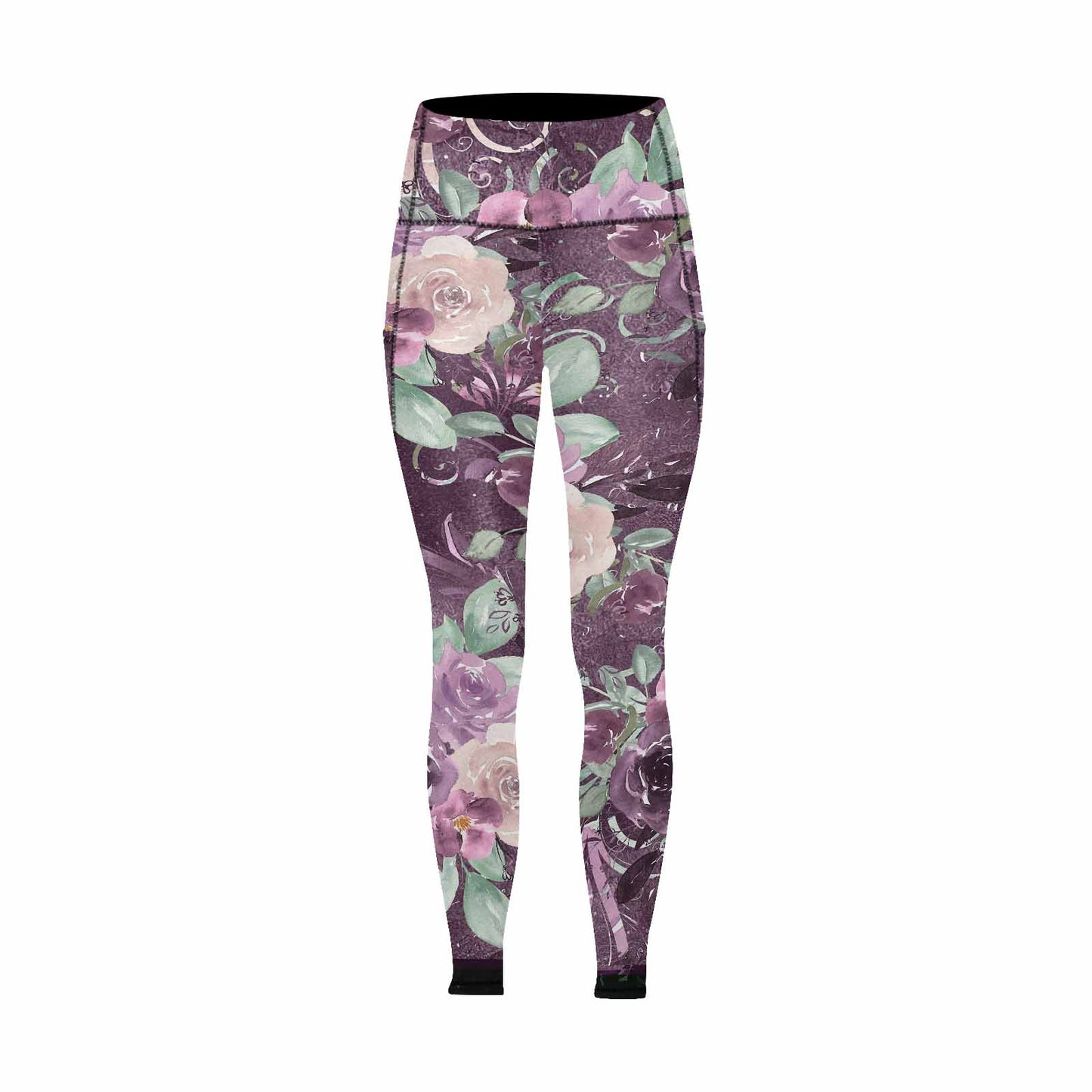 Floral 2, active wear leggings, outside surge, design 48