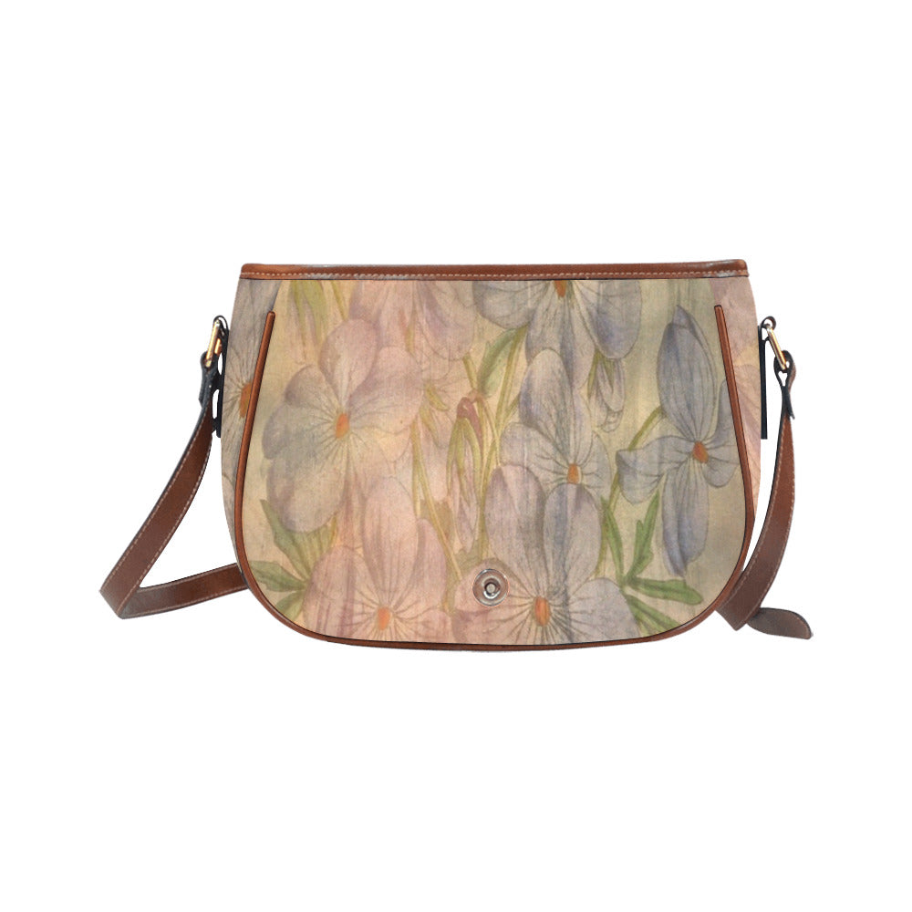 Vintage floral handbag, Design 13xx Model 1695341 Saddle Bag/Large (Model 1649)