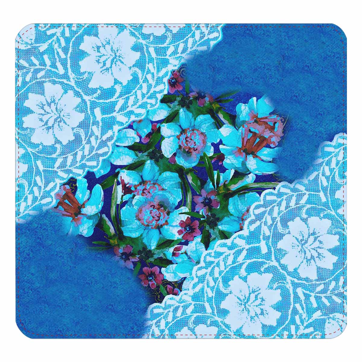 Victorian lace print womens wallet, clutch purse, red trim, design 49