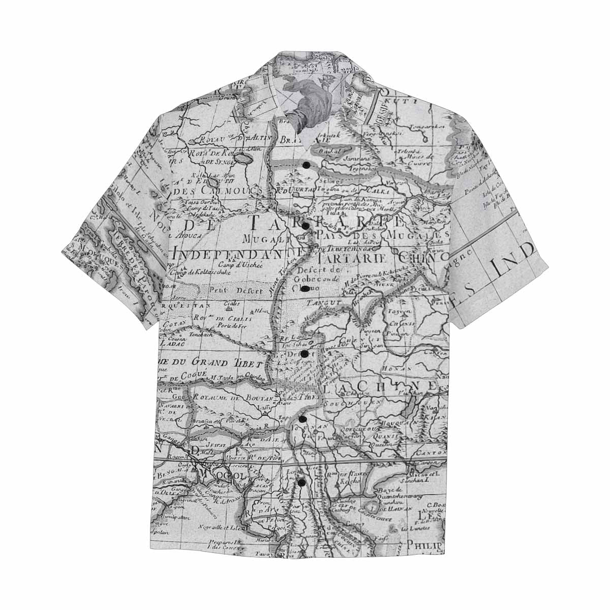 Antique Map design Hawaiian mens shirt, Design 8
