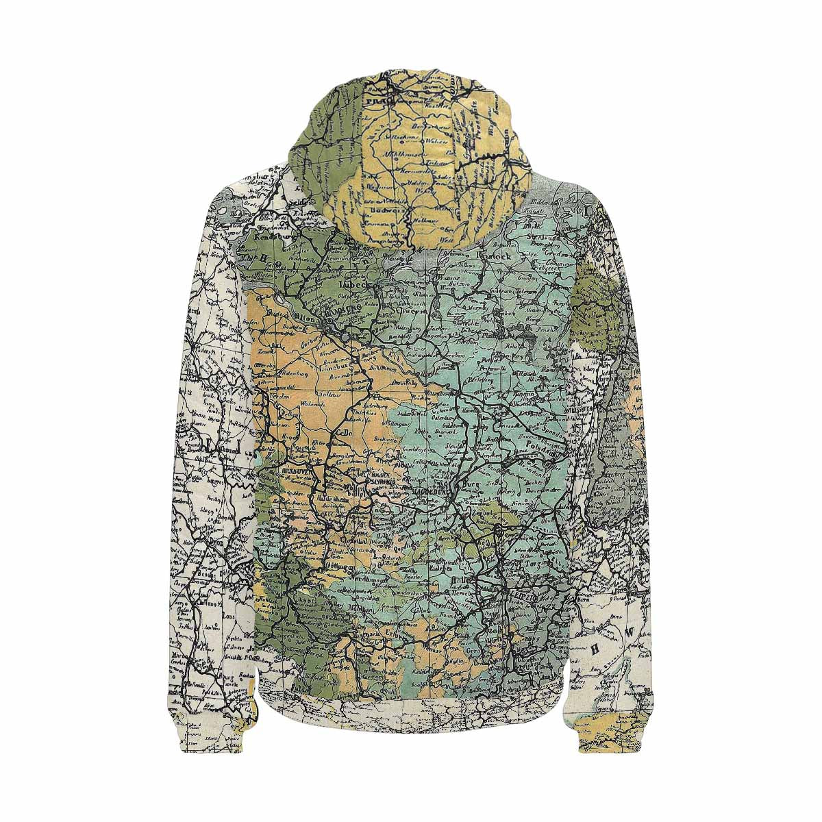 Antique Map design, mens lightweight, warm, quilted hooded bomber jacket, design, 18