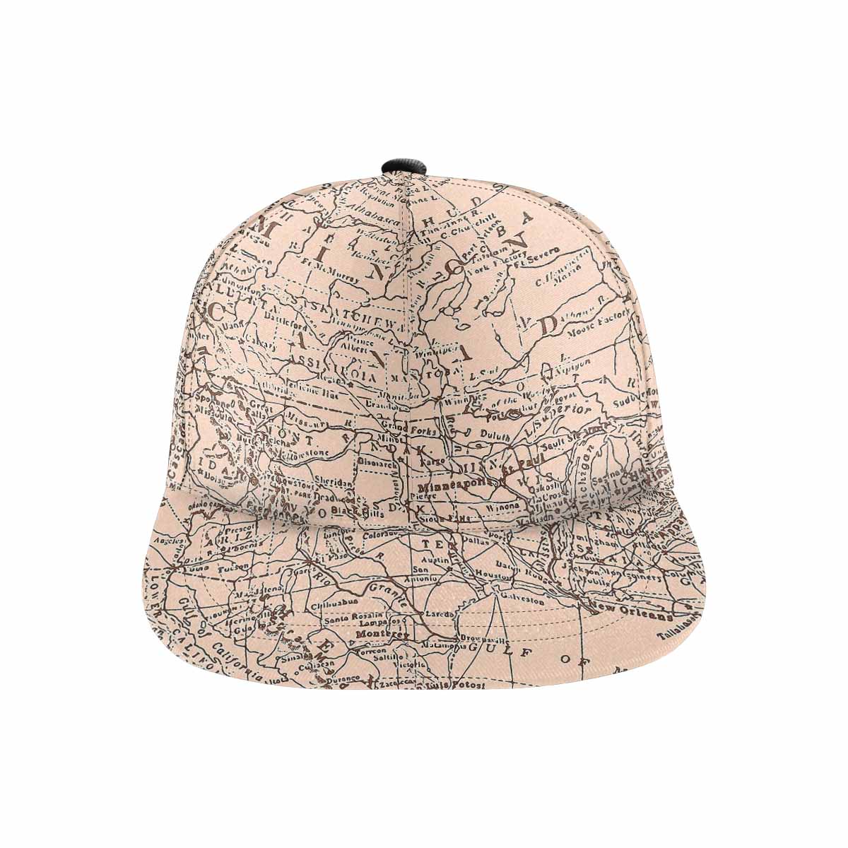 Antique Map design mens or womens deep snapback cap, trucker hat, Design 53