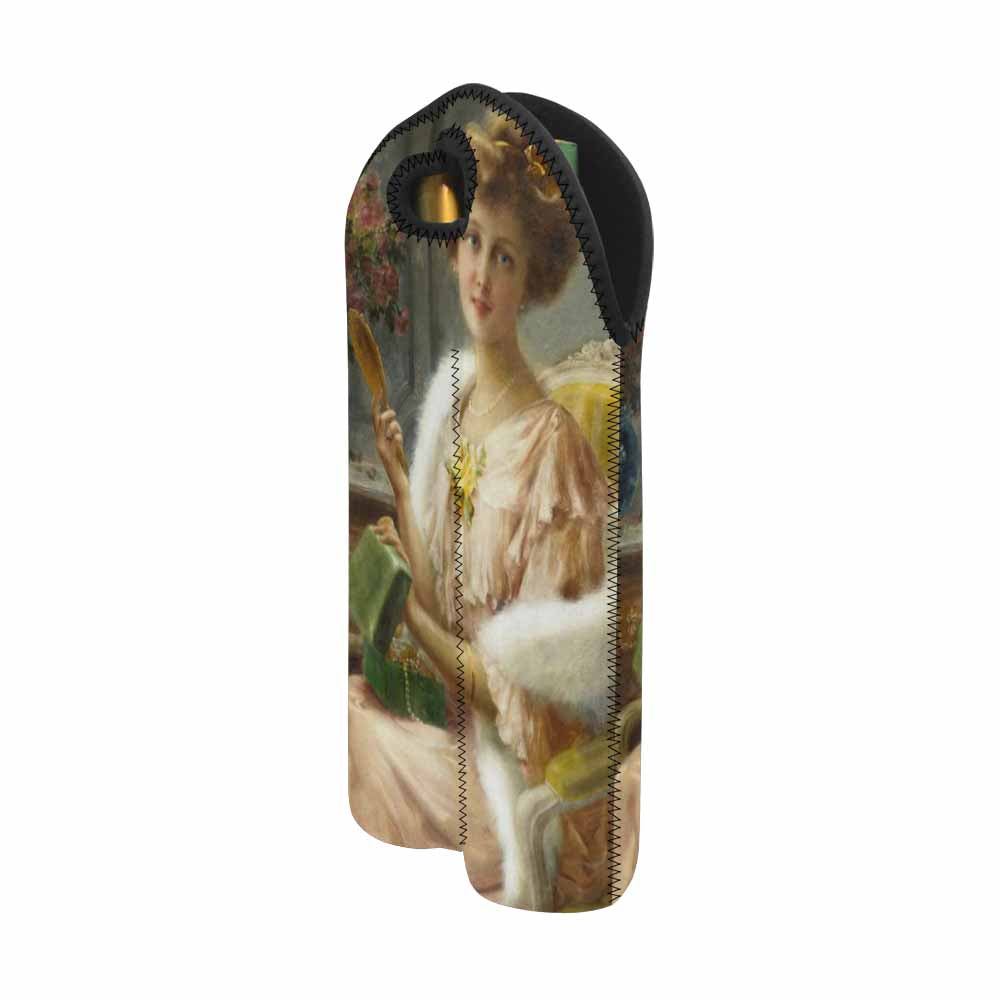 Victorian lady design 2 Bottle wine bag, A young lady with a mirror