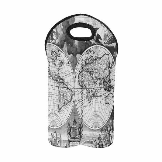 2 Bottle Antique map wine bag,Design 17