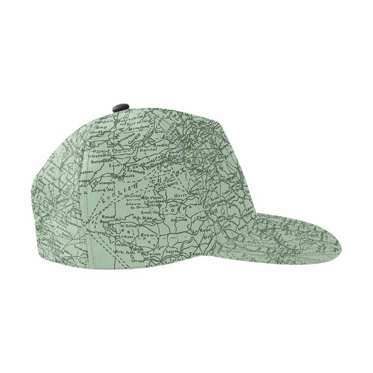 Antique Map design mens or womens deep snapback cap, trucker hat, Design 52
