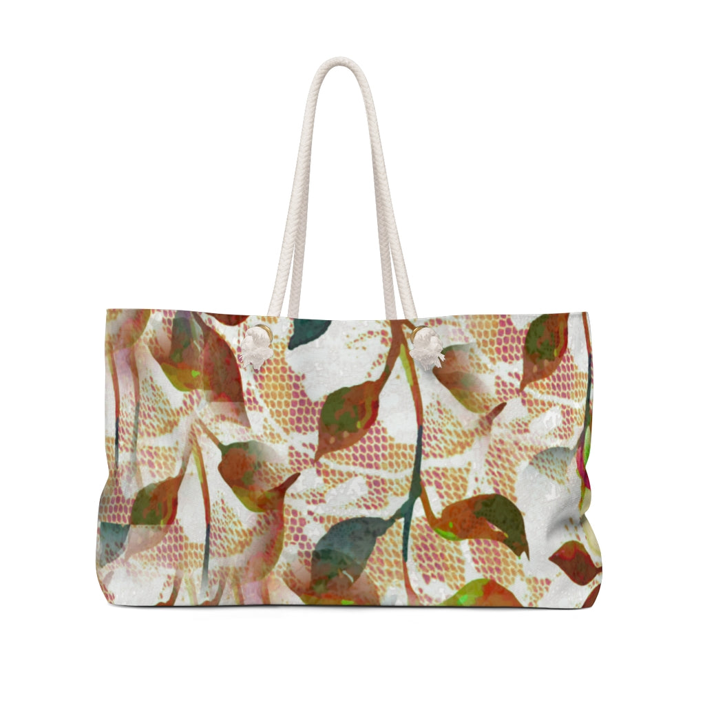 Victorian lace print weekender bag, large, design 52