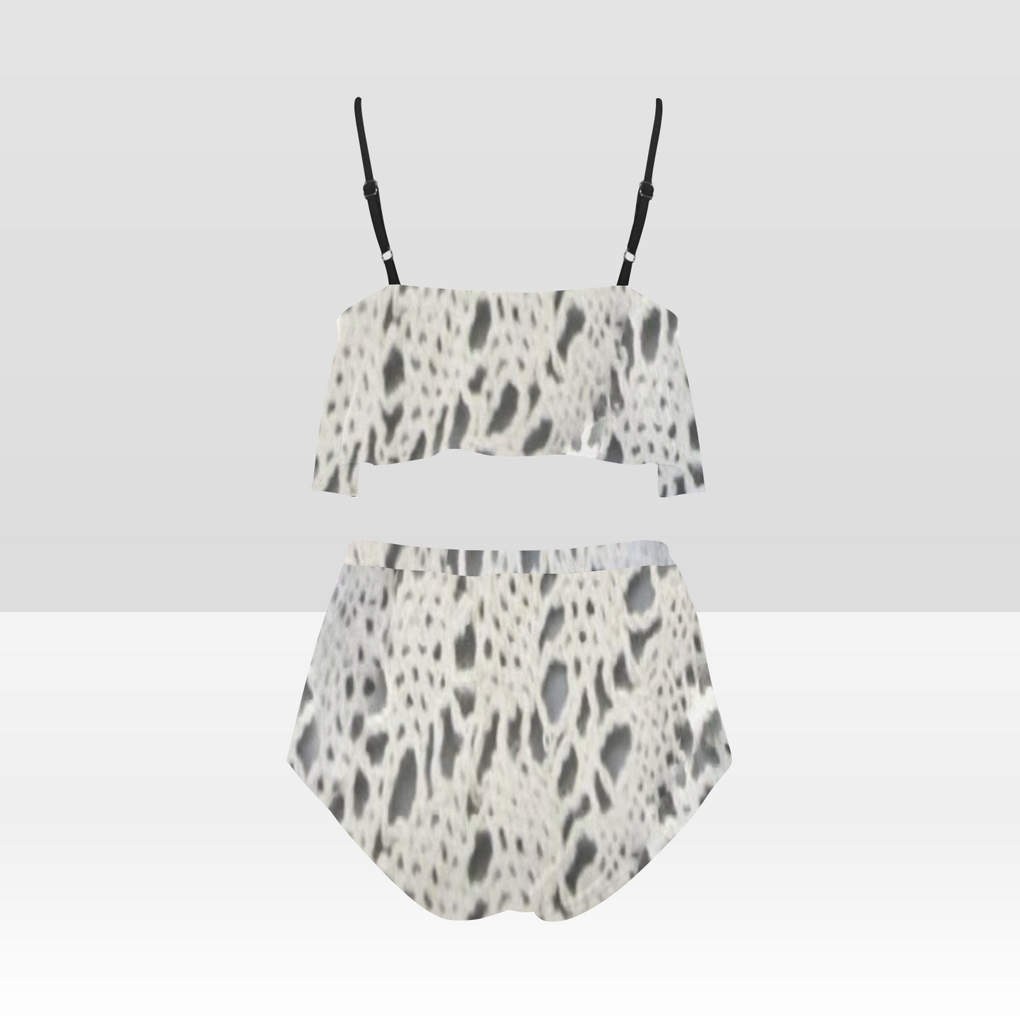 Flounce & Ruffle Bikini swimwear, Printed Victorian lace, Design 12 High Waisted Ruffle Bikini Set-A/B/C (Model SO3)