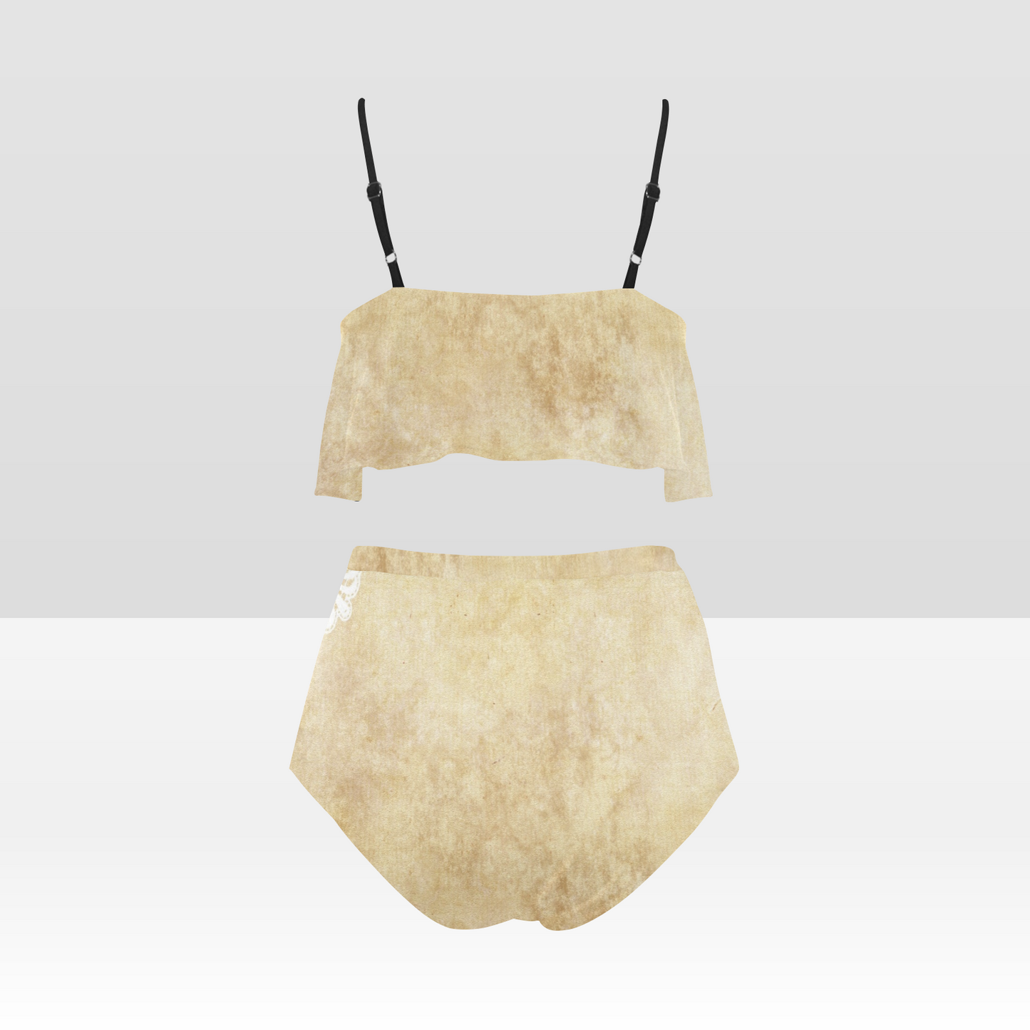 Flounce & Ruffle Bikini swimwear, Printed Victorian lace, Design 29 High Waisted Ruffle Bikini Set-A/B (Model SO3)