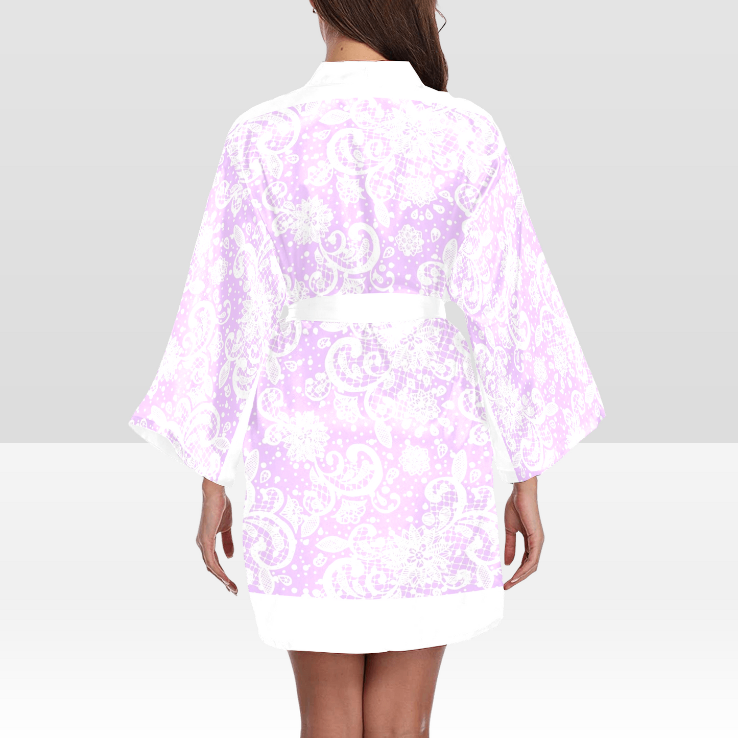 Victorian Lace Kimono Robe, Black or White Trim, Sizes XS to 2XL, Design 06
