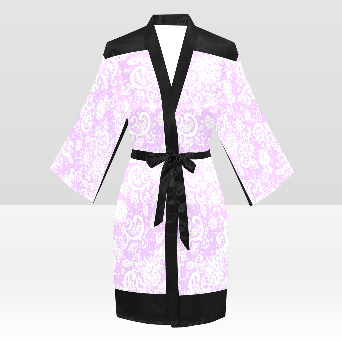 Victorian Lace Kimono Robe, Black or White Trim, Sizes XS to 2XL, Design 06