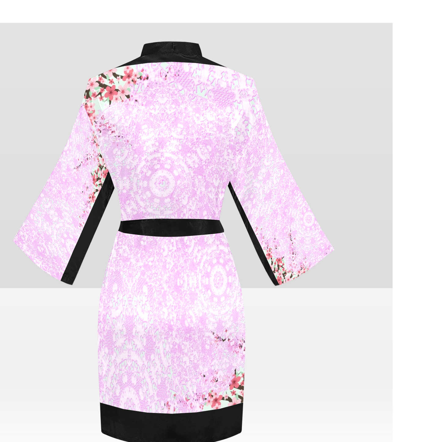 Victorian Lace Kimono Robe, Black or White Trim, Sizes XS to 2XL, Design 09