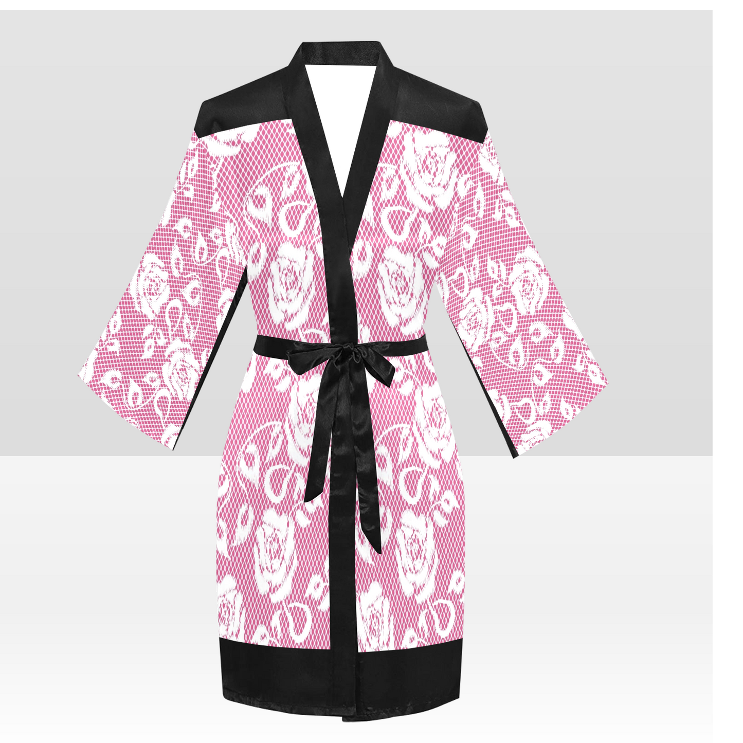 Victorian Lace Kimono Robe, Black or White Trim, Sizes XS to 2XL, Design 17