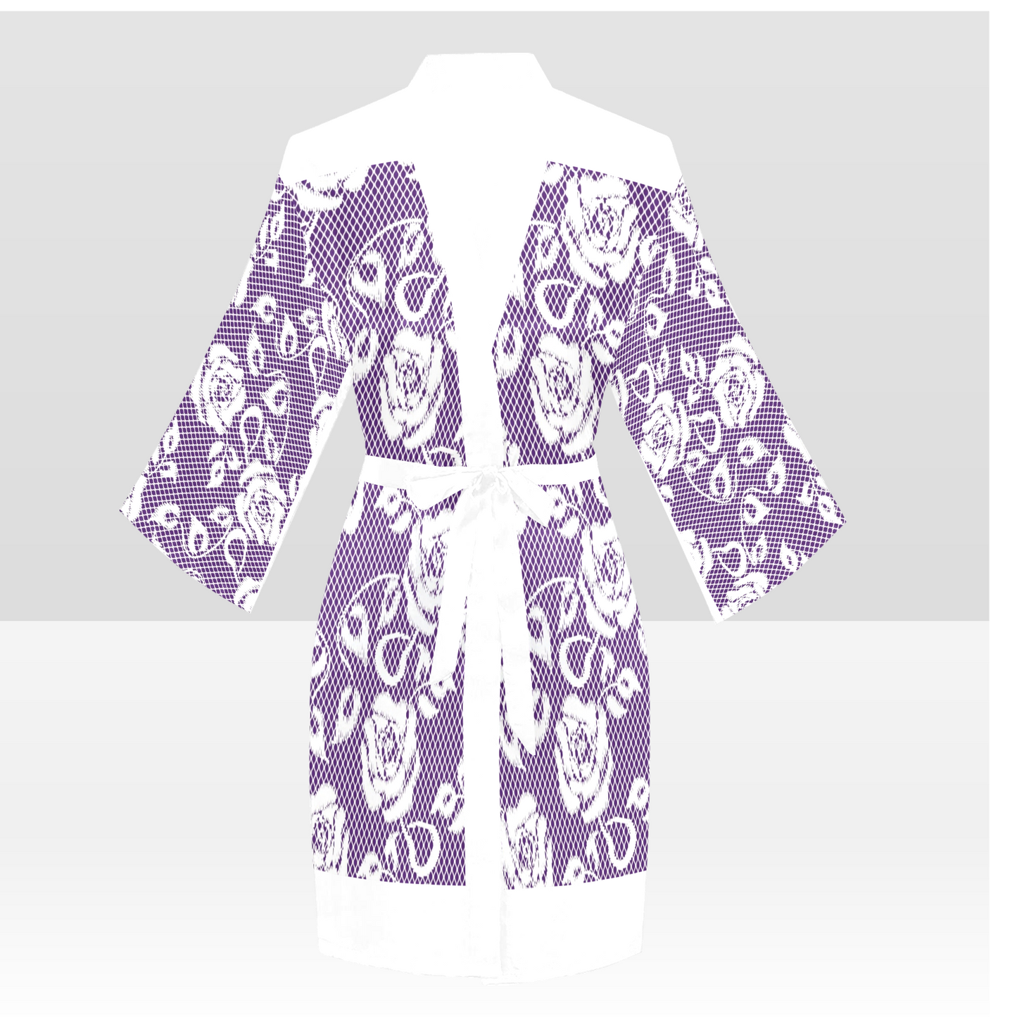 Victorian Lace Kimono Robe, Black or White Trim, Sizes XS to 2XL, Design 18