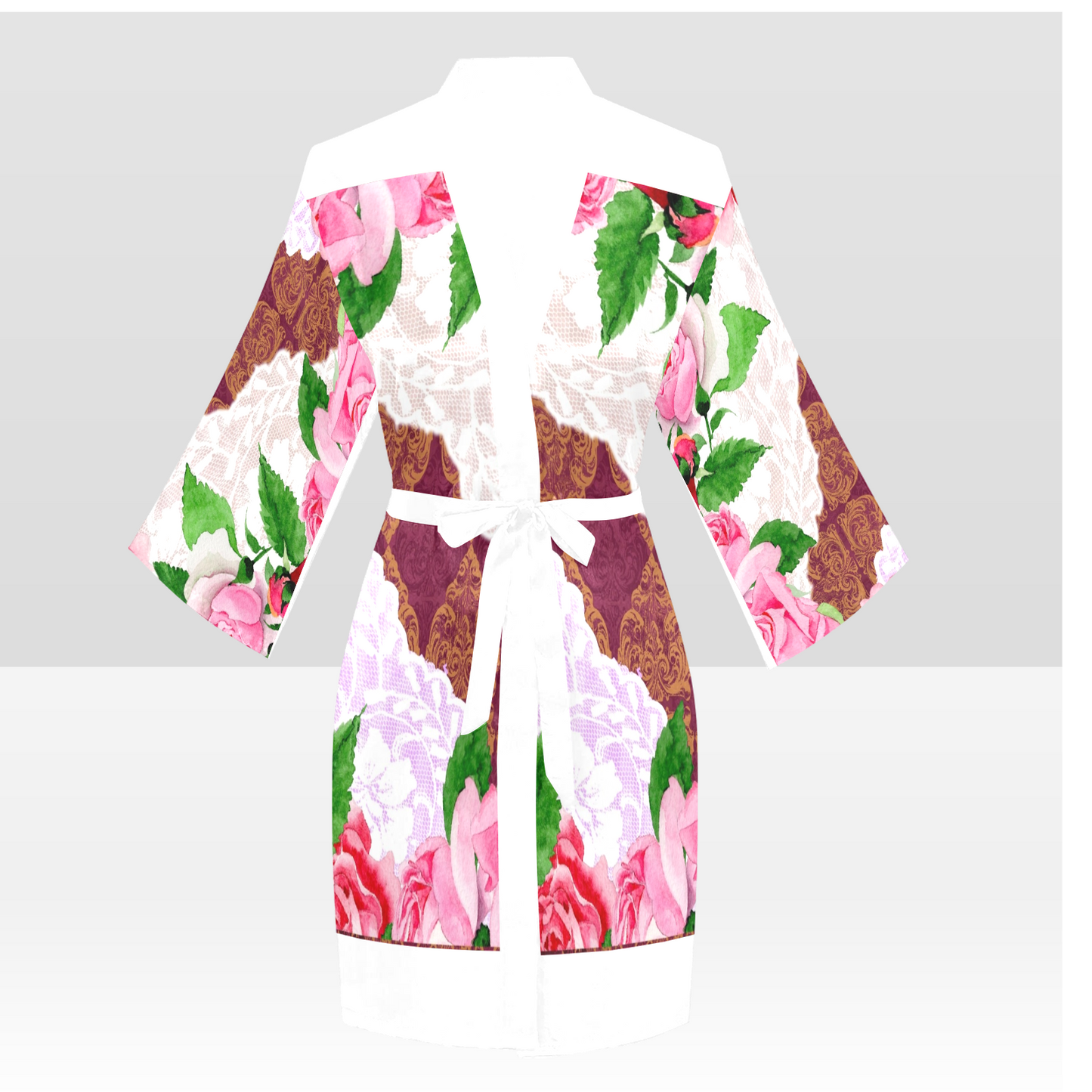 Victorian Lace Kimono Robe, Black or White Trim, Sizes XS to 2XL, Design 19