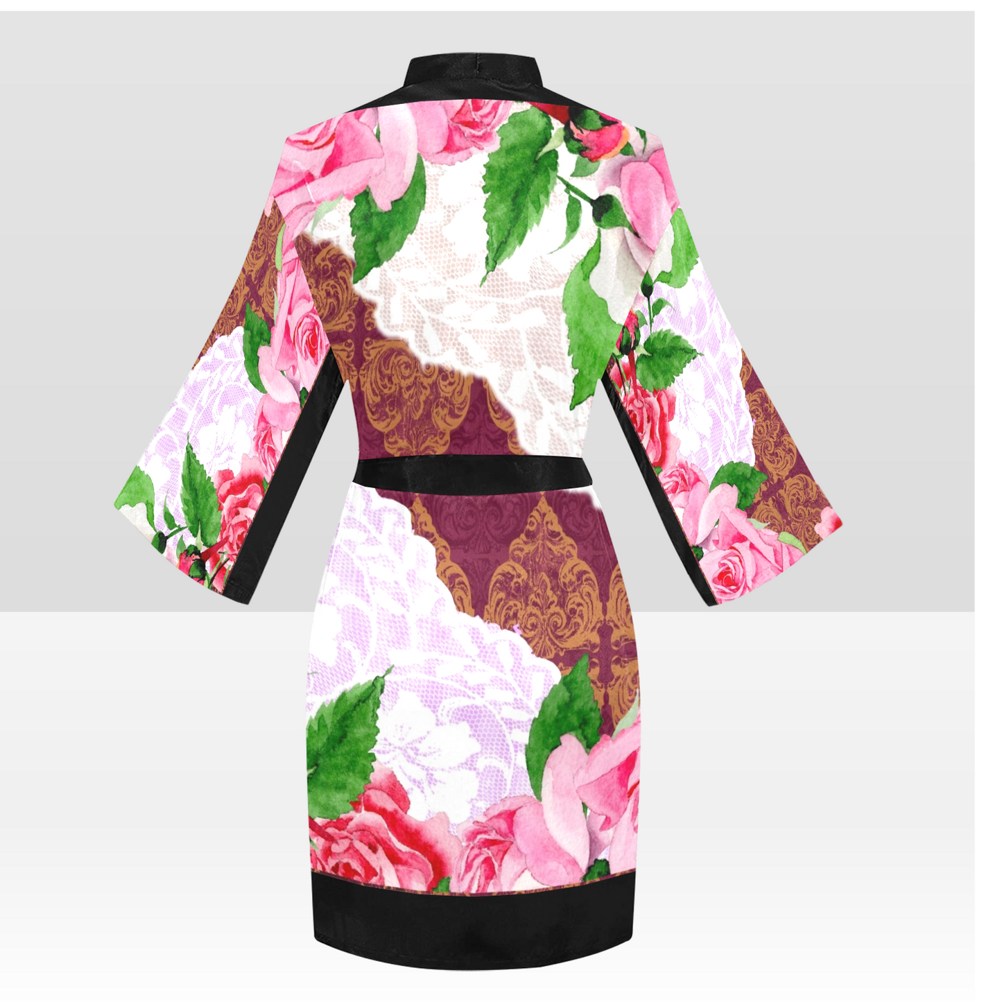Victorian Lace Kimono Robe, Black or White Trim, Sizes XS to 2XL, Design 19