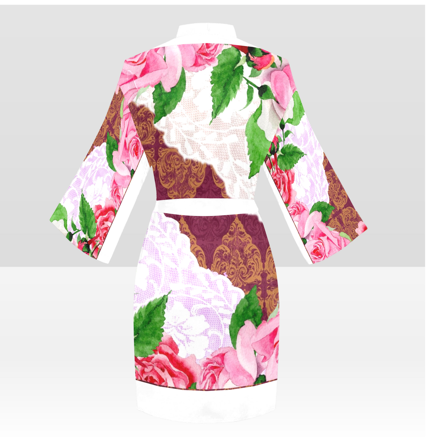 Victorian Lace Kimono Robe, Black or White Trim, Sizes XS to 2XL, Design 19