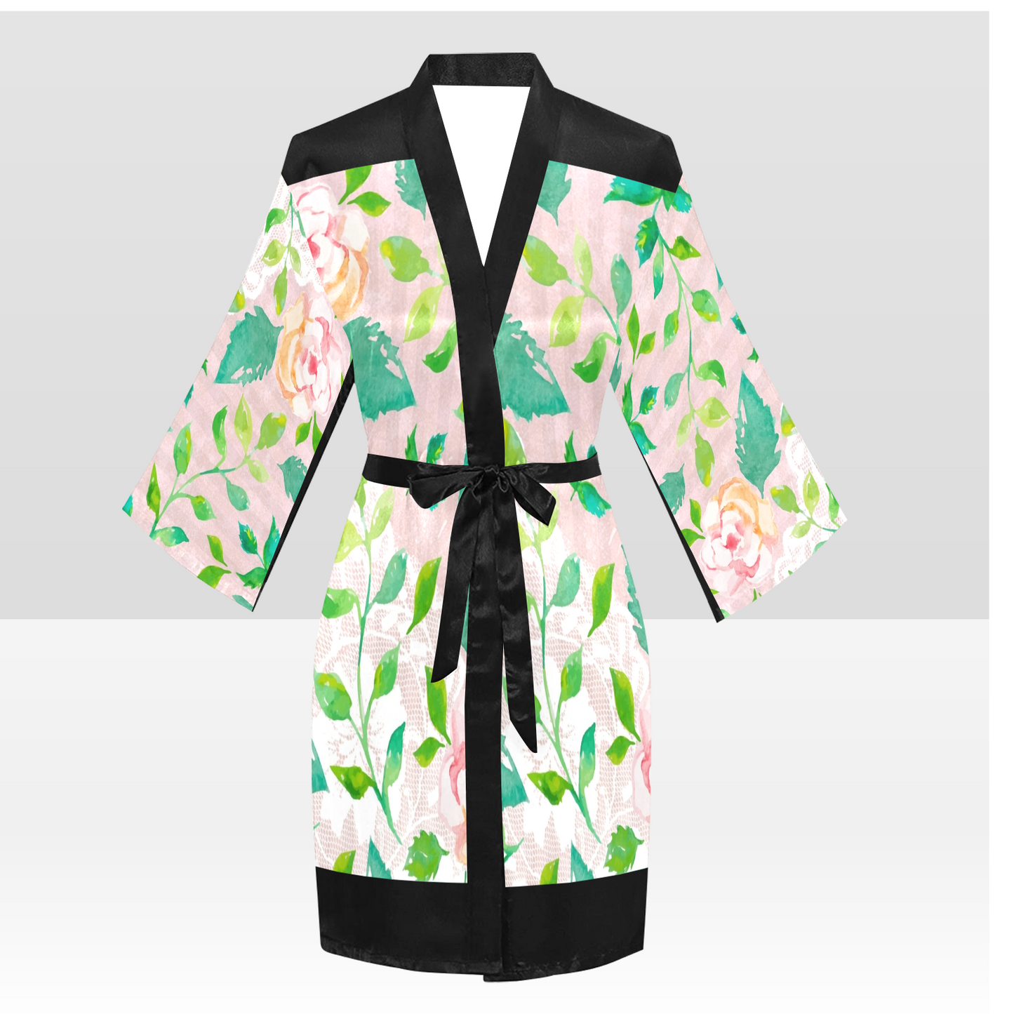 Victorian Lace Kimono Robe, Black or White Trim, Sizes XS to 2XL, Design 21