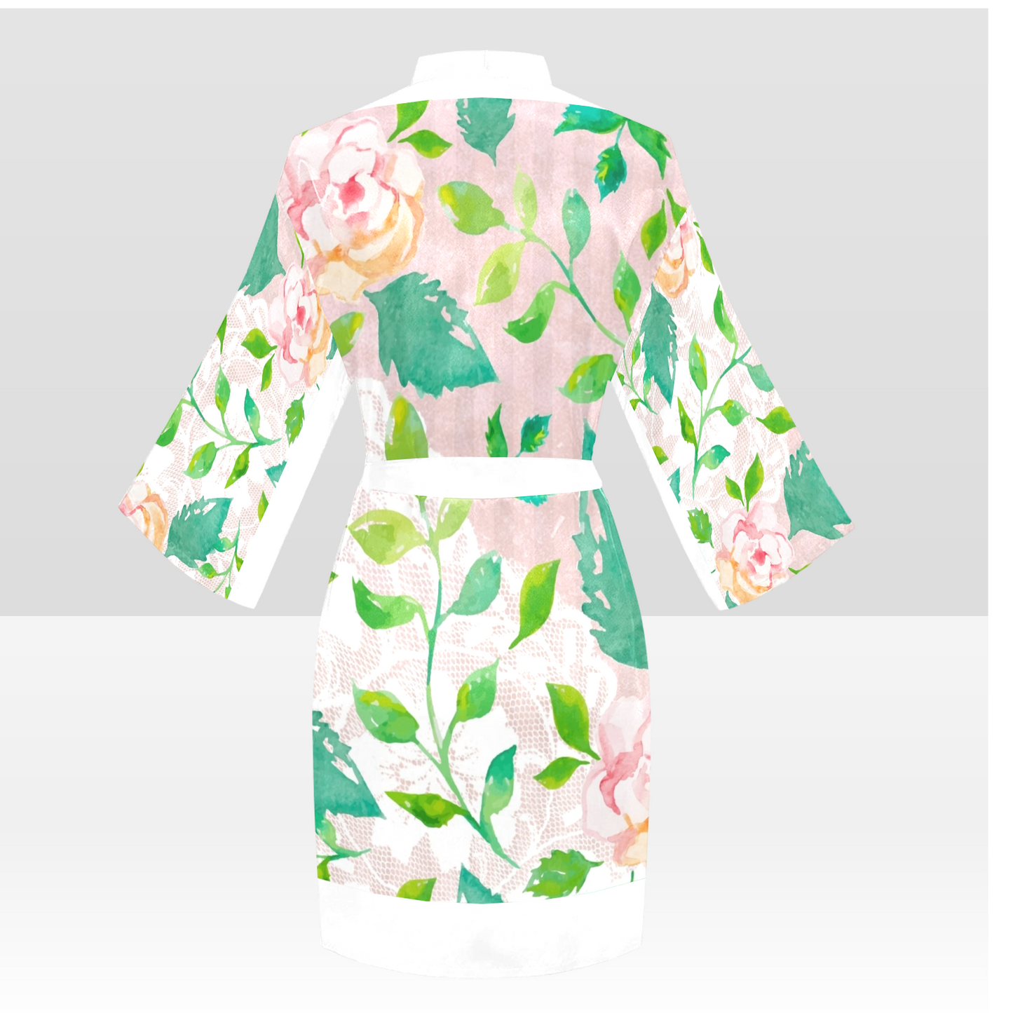 Victorian Lace Kimono Robe, Black or White Trim, Sizes XS to 2XL, Design 21