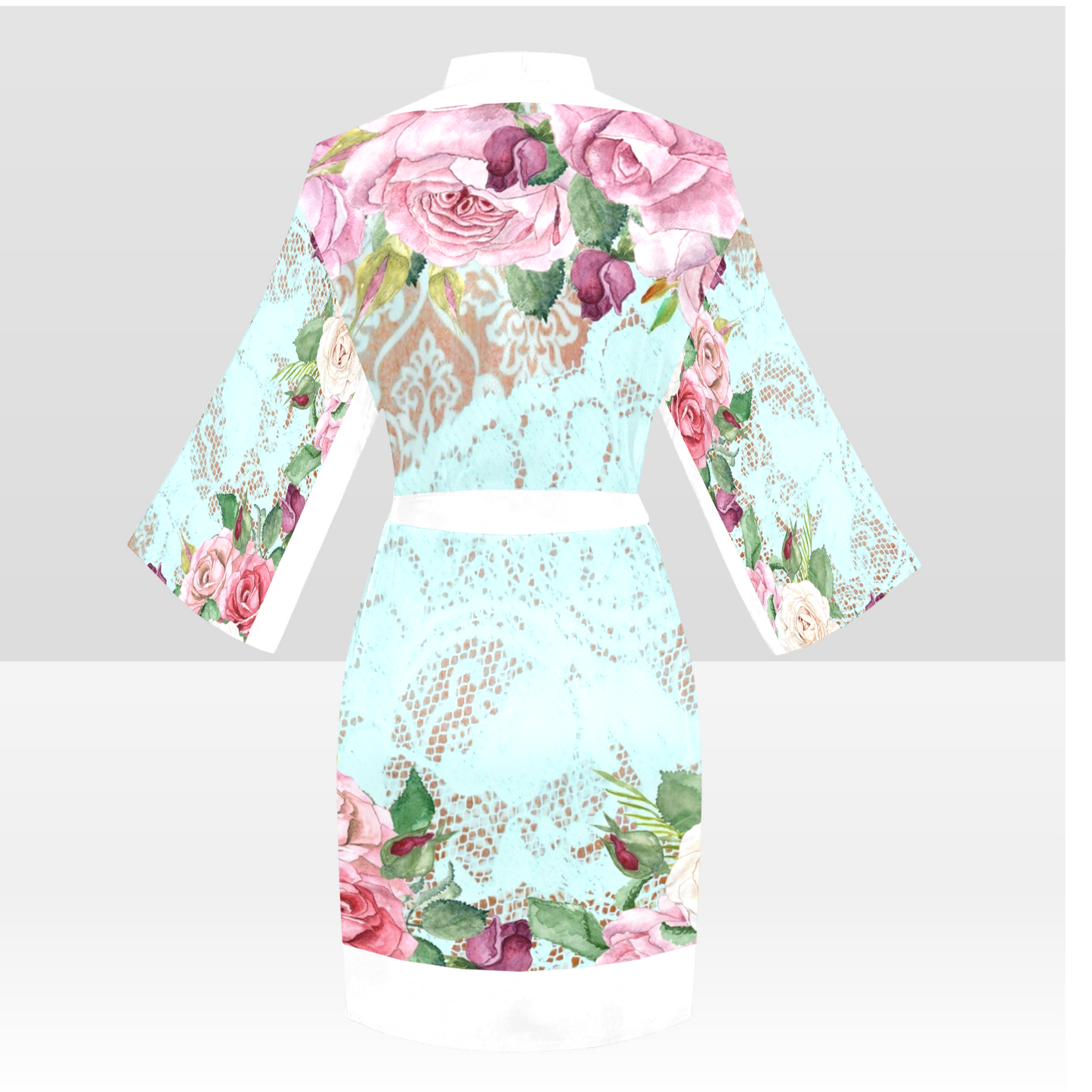 Victorian Lace Kimono Robe, Black or White Trim, Sizes XS to 2XL, Design 24