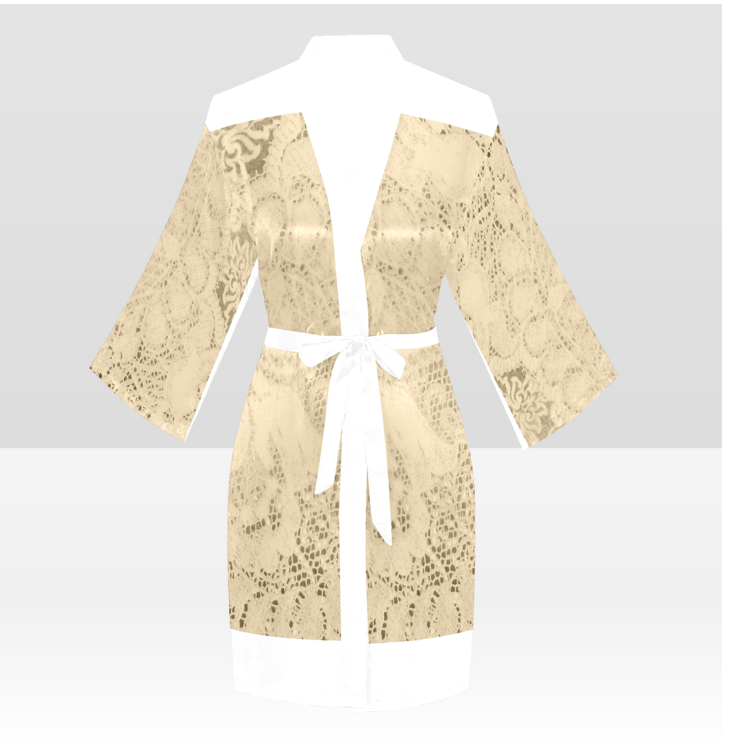 Victorian Lace Kimono Robe, Black or White Trim, Sizes XS to 2XL, Design 26