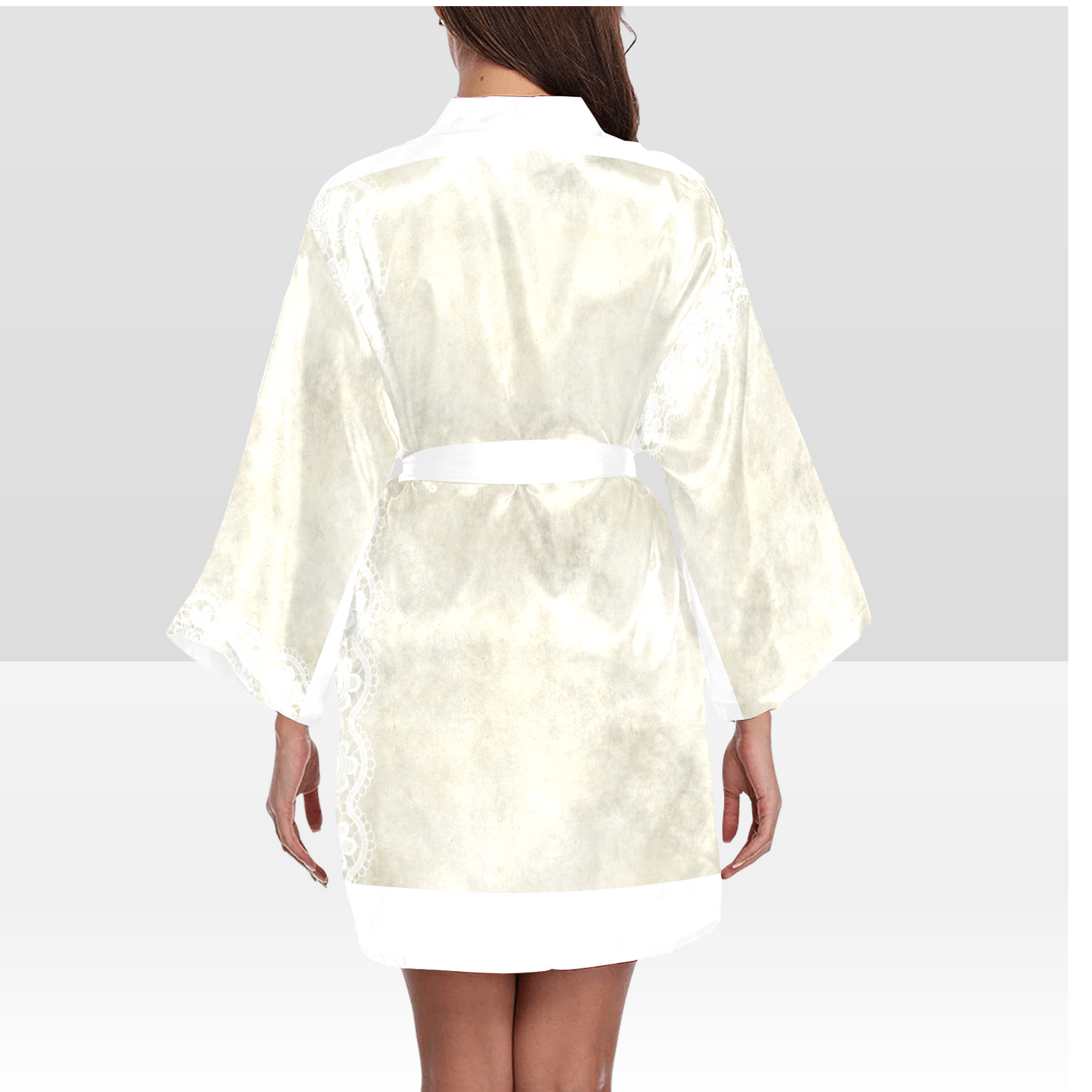 Victorian Lace Kimono Robe, Black or White Trim, Sizes XS to 2XL, Design 27