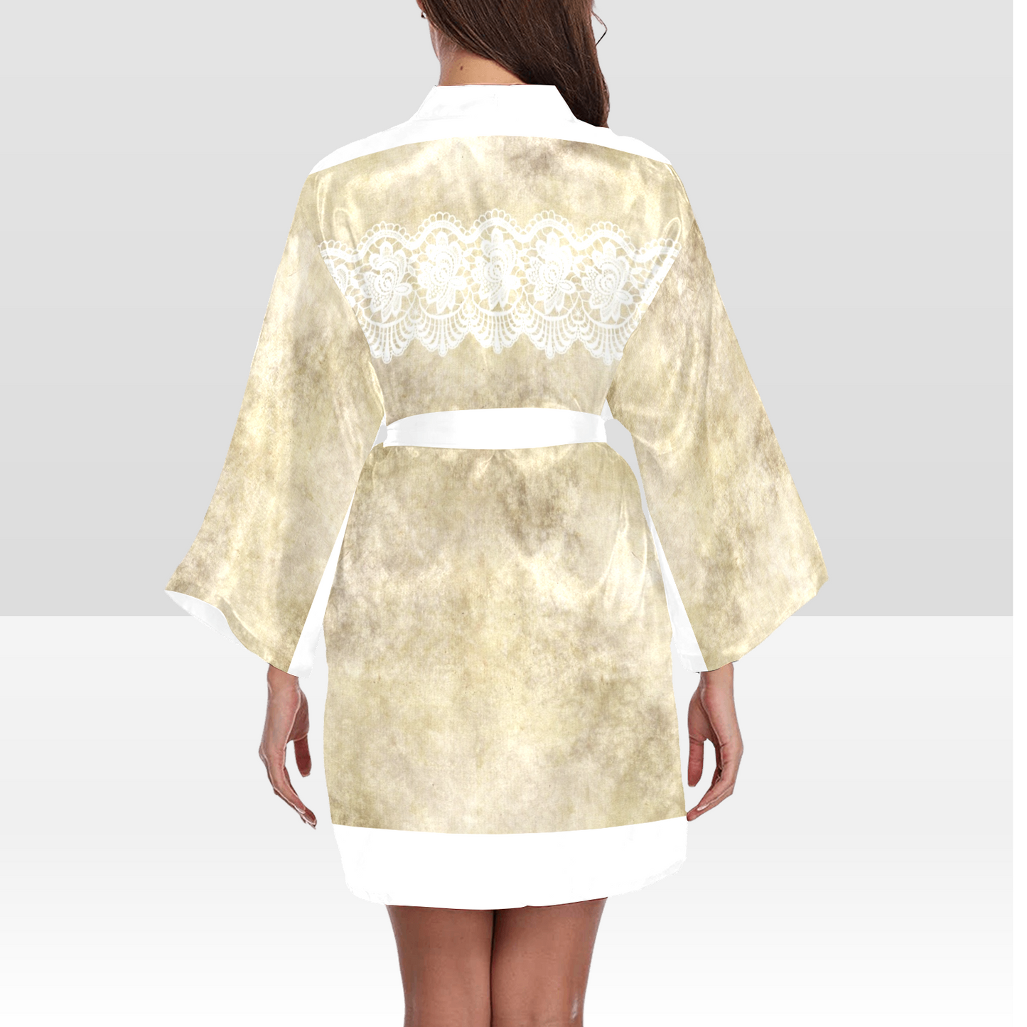 Victorian Lace Kimono Robe, Black or White Trim, Sizes XS to 2XL, Design 28