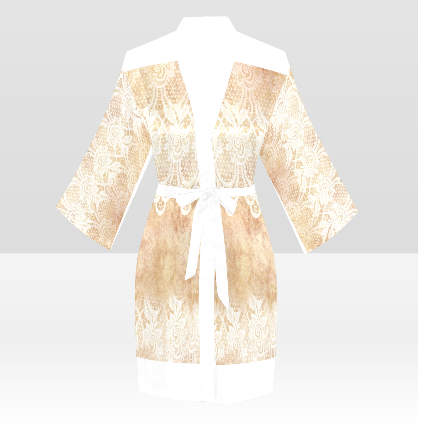 Victorian Lace Kimono Robe, Black or White Trim, Sizes XS to 2XL, Design 30