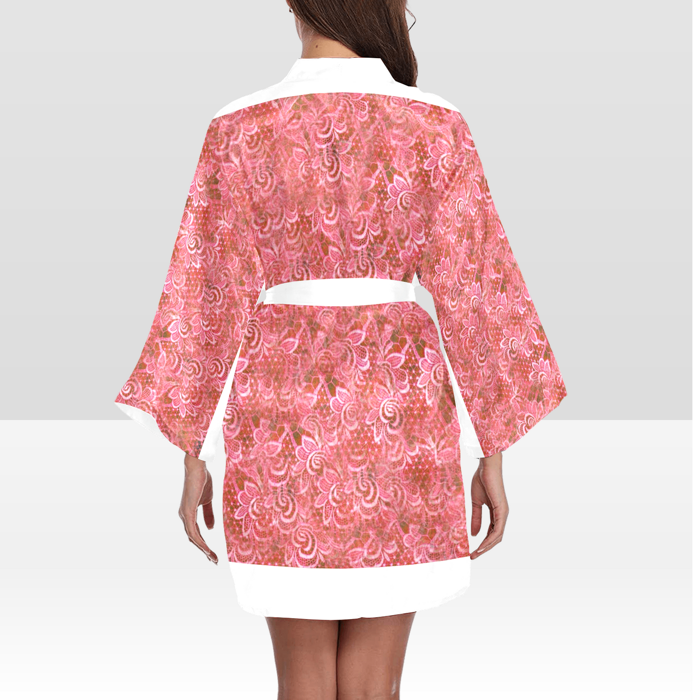 Victorian Lace Kimono Robe, Black or White Trim, Sizes XS to 2XL, Design 33