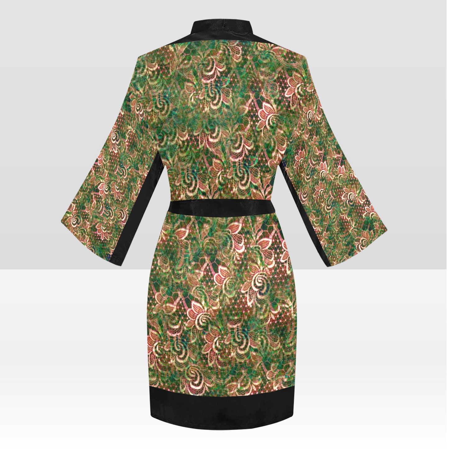 Victorian Lace Kimono Robe, Black or White Trim, Sizes XS to 2XL, Design 34