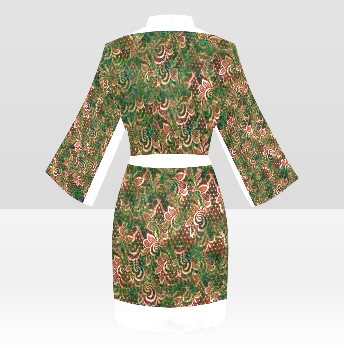 Victorian Lace Kimono Robe, Black or White Trim, Sizes XS to 2XL, Design 34