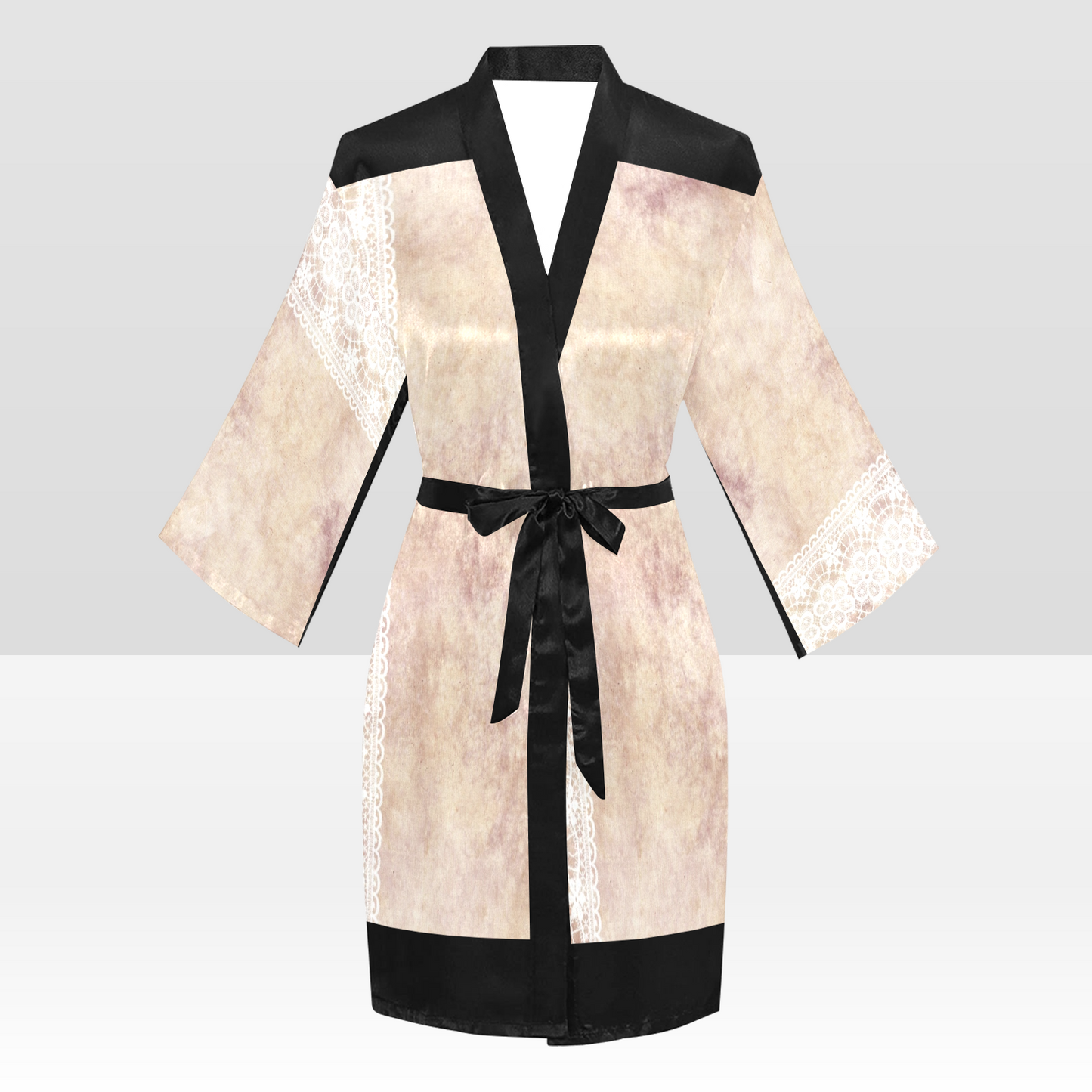 Victorian Lace Kimono Robe, Black or White Trim, Sizes XS to 2XL, Design 35