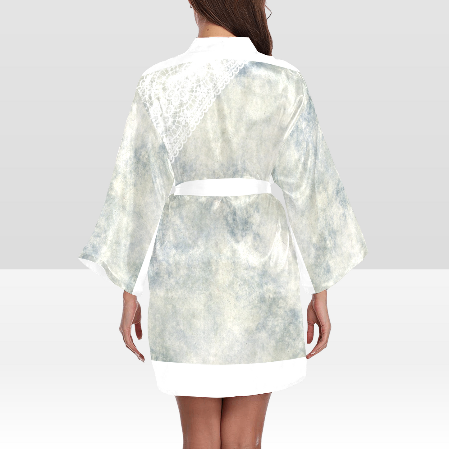 Victorian Lace Kimono Robe, Black or White Trim, Sizes XS to 2XL, Design 36