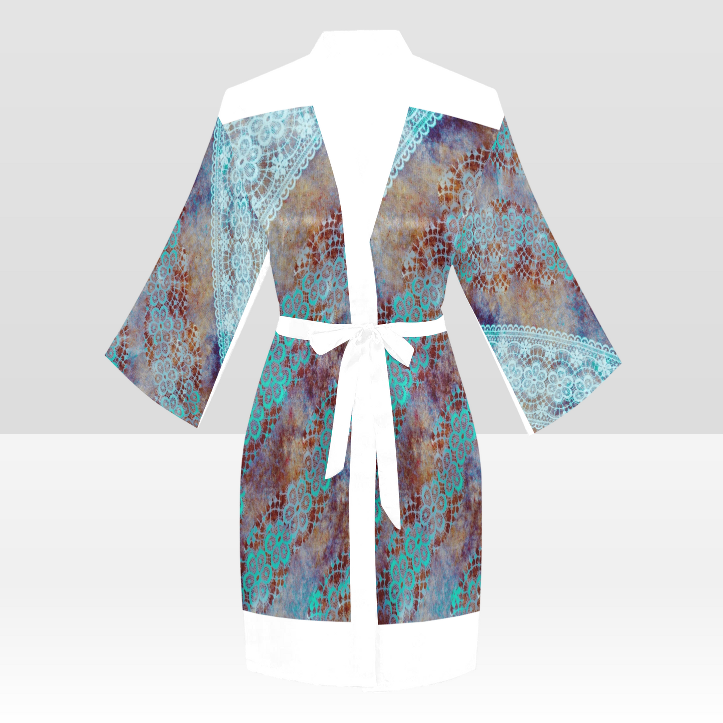 Victorian Lace Kimono Robe, Black or White Trim, Sizes XS to 2XL, Design 37