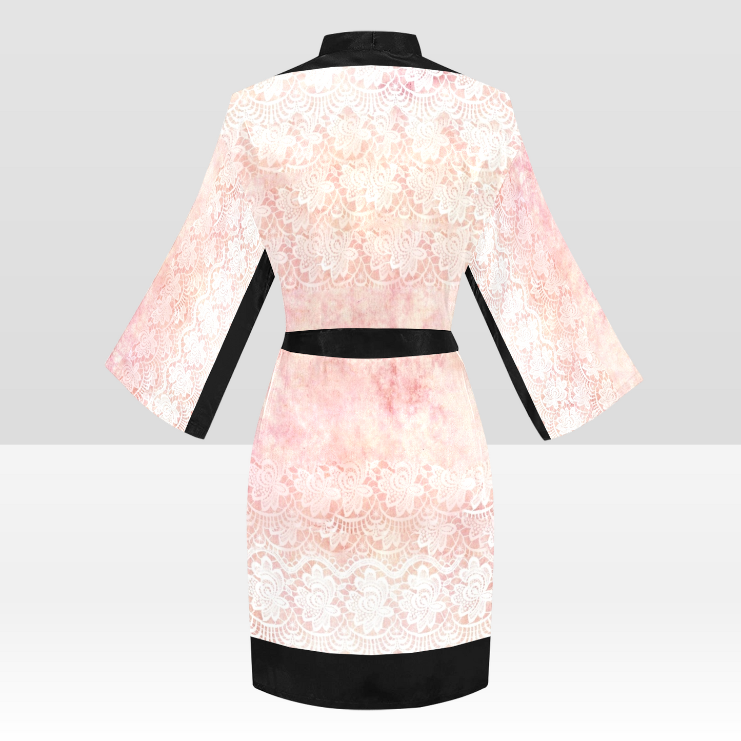 Victorian Lace Kimono Robe, Black or White Trim, Sizes XS to 2XL, Design 38