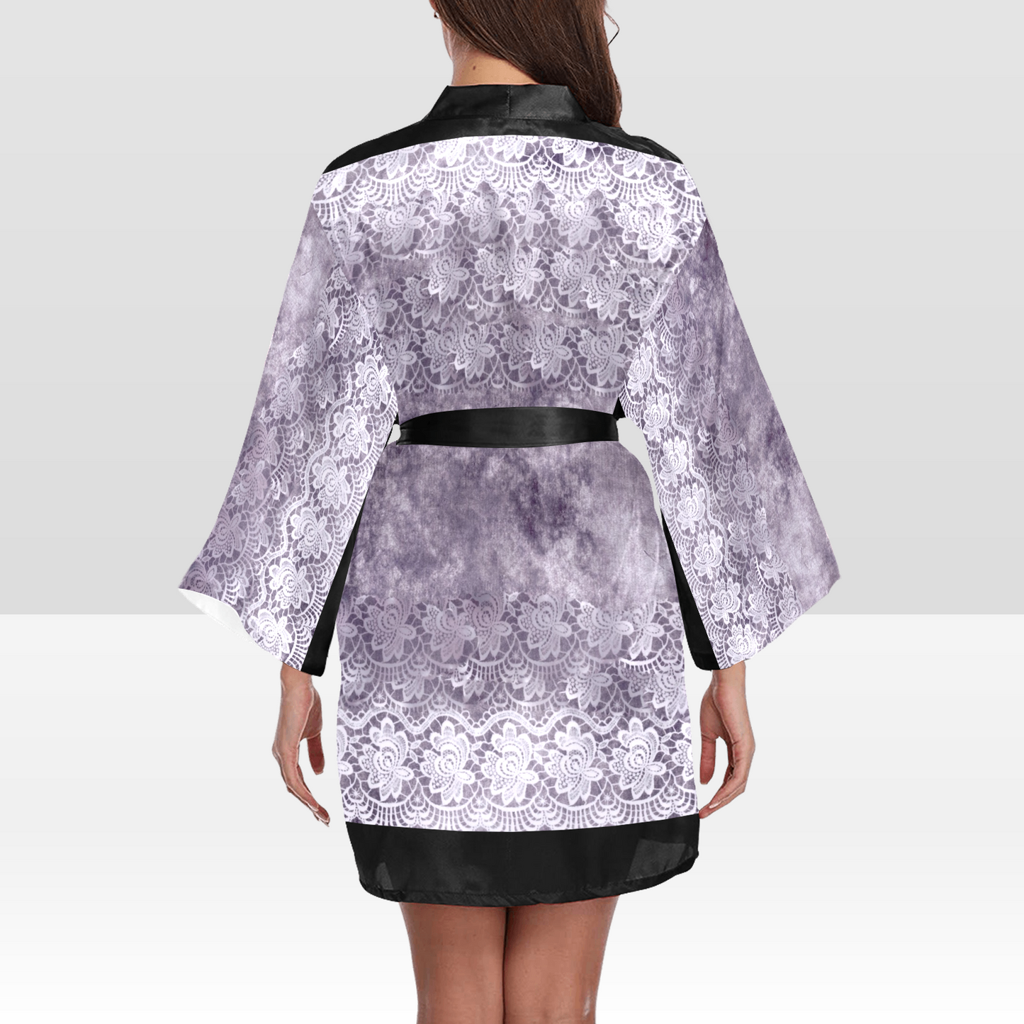 Victorian Lace Kimono Robe, Black or White Trim, Sizes XS to 2XL, Design 39