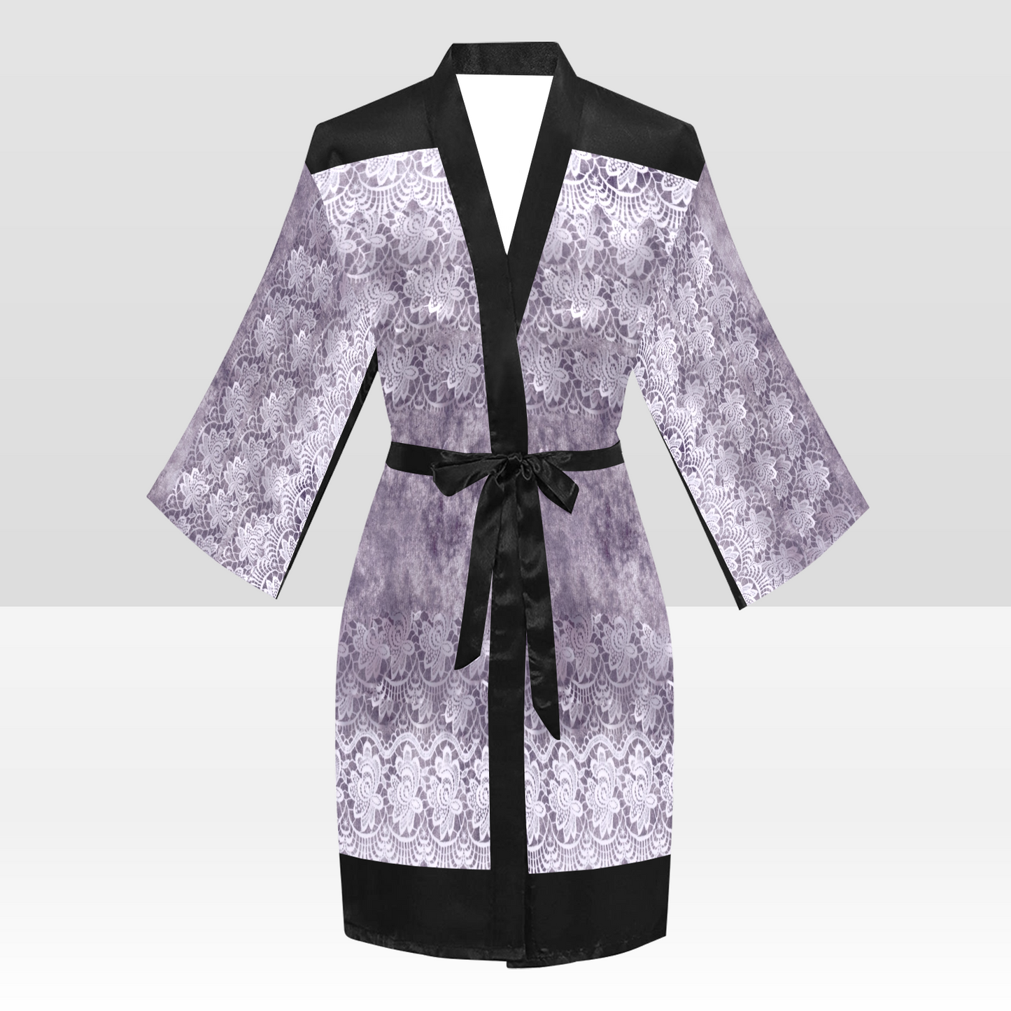 Victorian Lace Kimono Robe, Black or White Trim, Sizes XS to 2XL, Design 39
