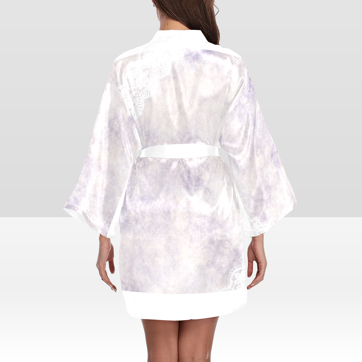 Victorian Lace Kimono Robe, Black or White Trim, Sizes XS to 2XL, Design 40
