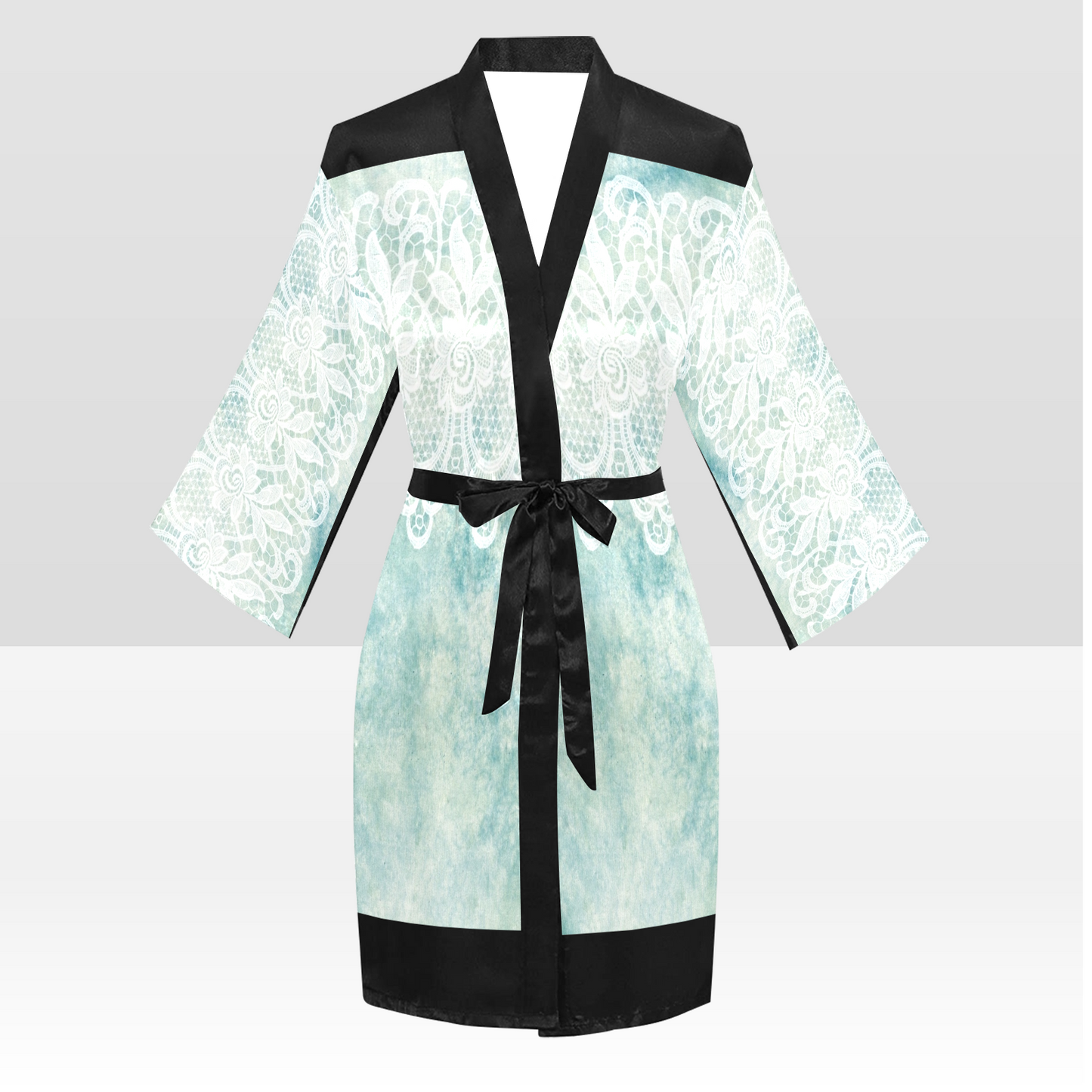 Victorian Lace Kimono Robe, Black or White Trim, Sizes XS to 2XL, Design 41