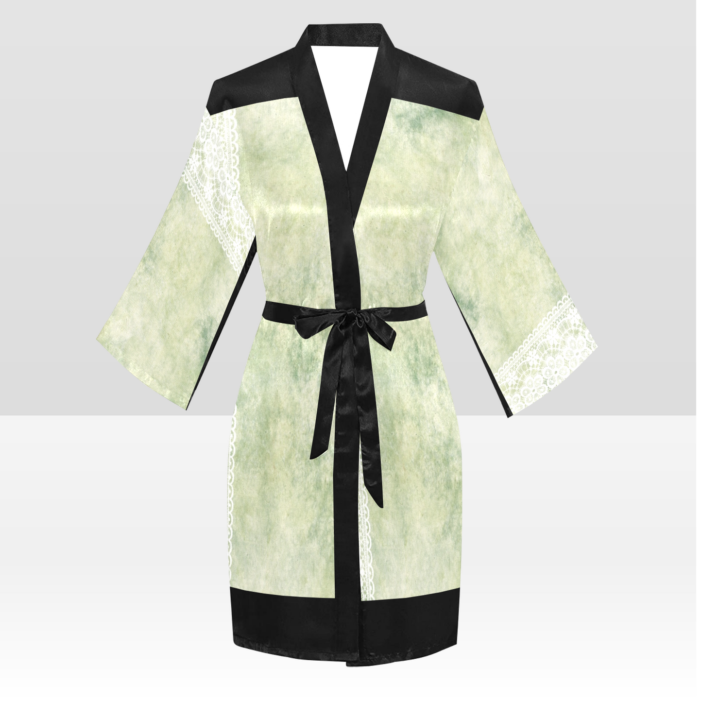 Victorian Lace Kimono Robe, Black or White Trim, Sizes XS to 2XL, Design 42
