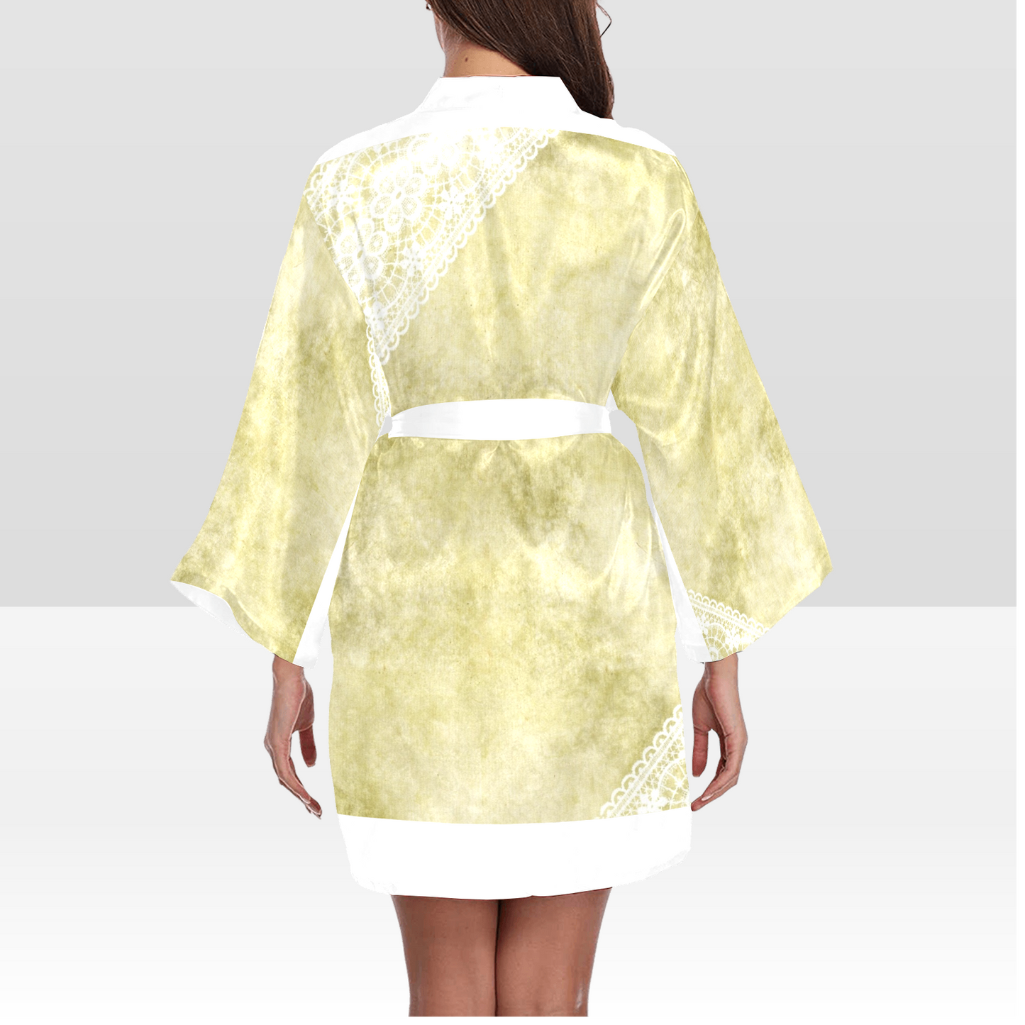 Victorian Lace Kimono Robe, Black or White Trim, Sizes XS to 2XL, Design 43