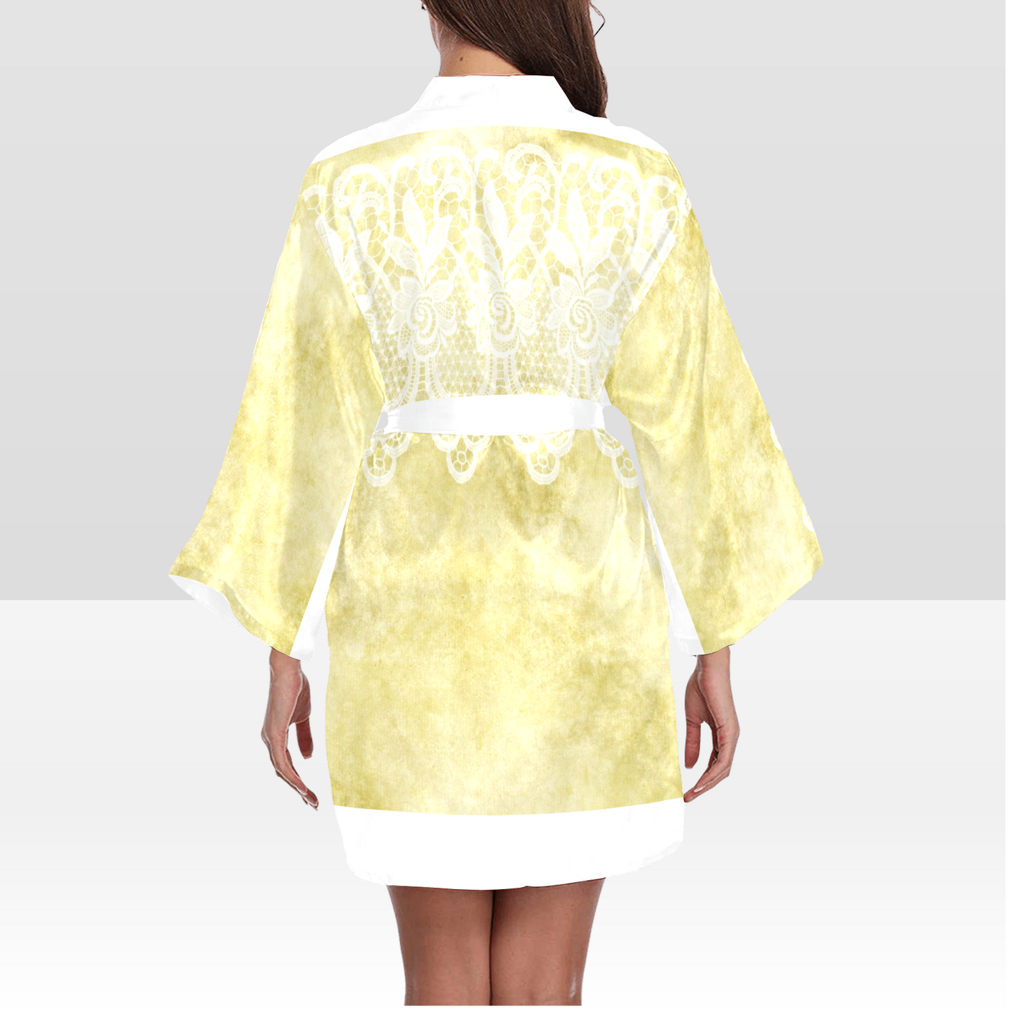 Victorian Lace Kimono Robe, Black or White Trim, Sizes XS to 2XL, Design 44
