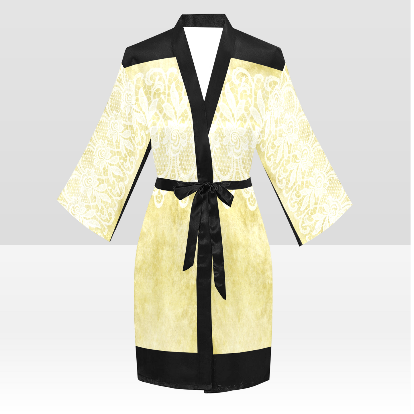 Victorian Lace Kimono Robe, Black or White Trim, Sizes XS to 2XL, Design 44