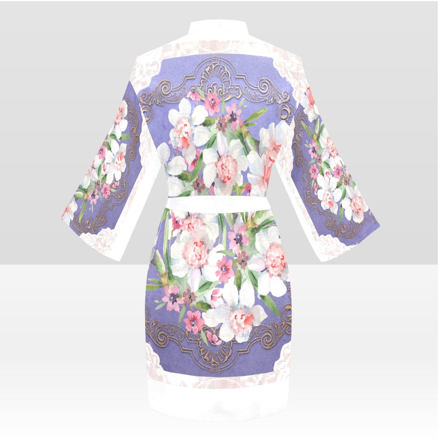 Victorian Lace Kimono Robe, Black or White Trim, Sizes XS to 2XL, Design 47