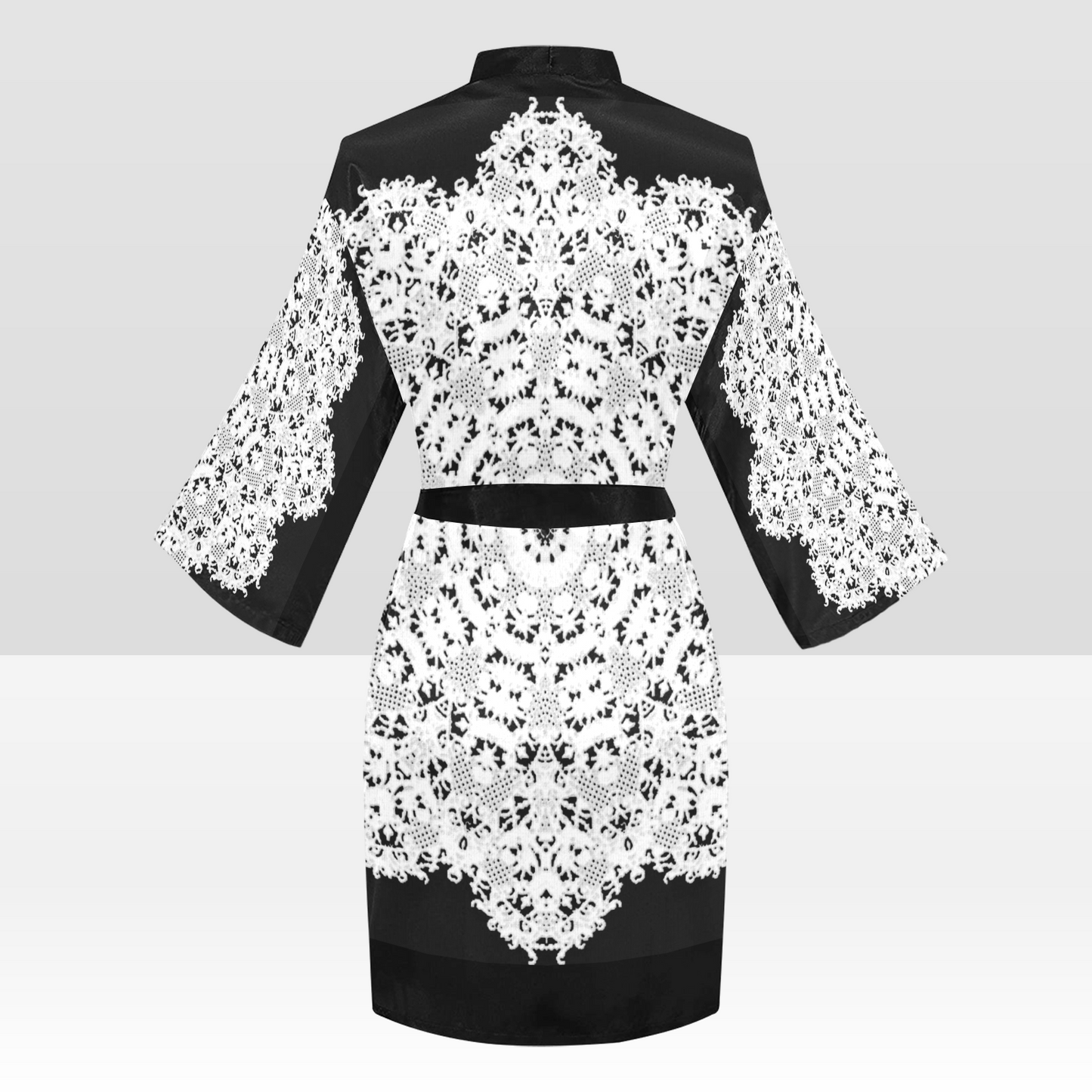 Victorian Lace Kimono Robe, Black or White Trim, Sizes XS to 2XL, Design 50