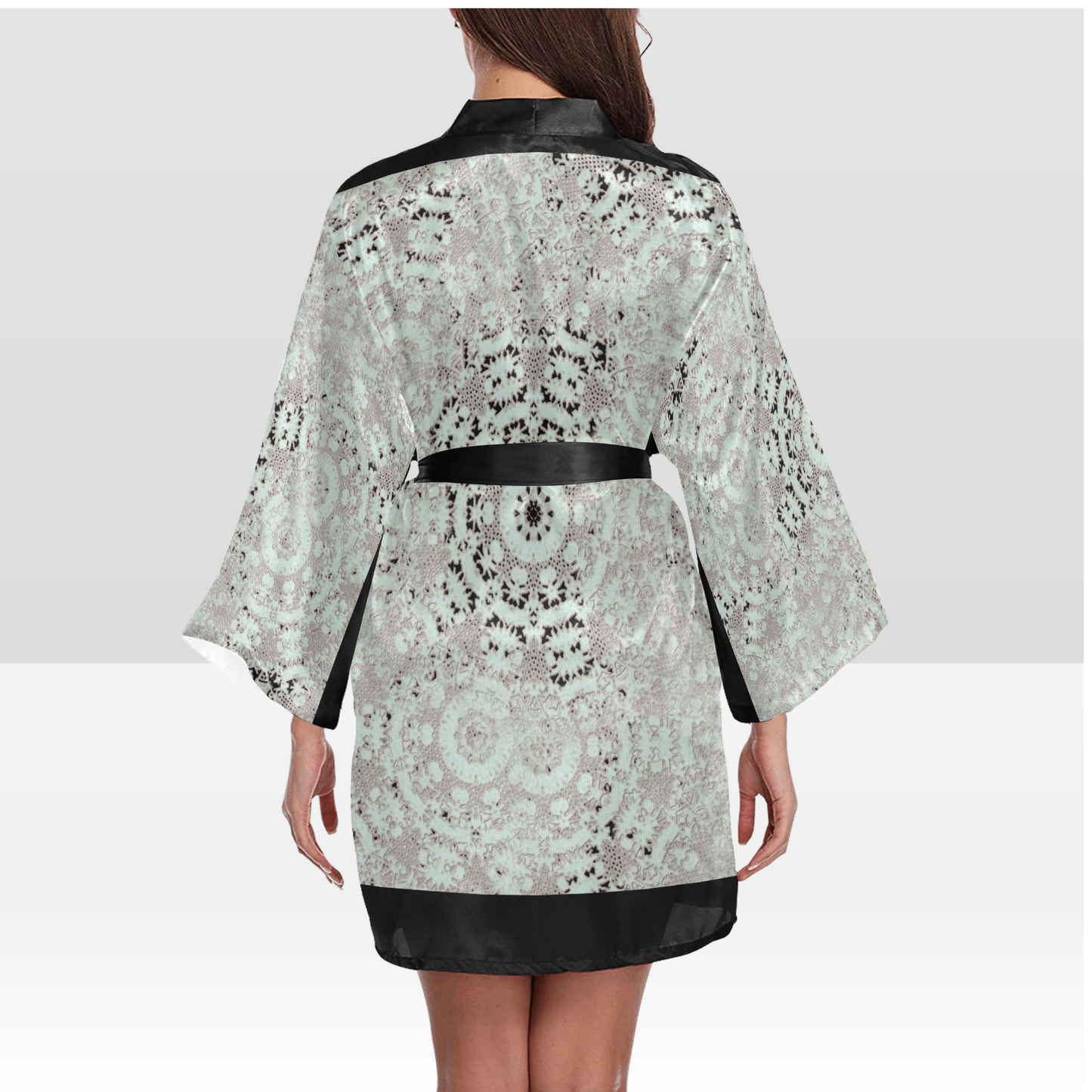 Victorian Lace Kimono Robe, Black or White Trim, Sizes XS to 2XL, Design 51