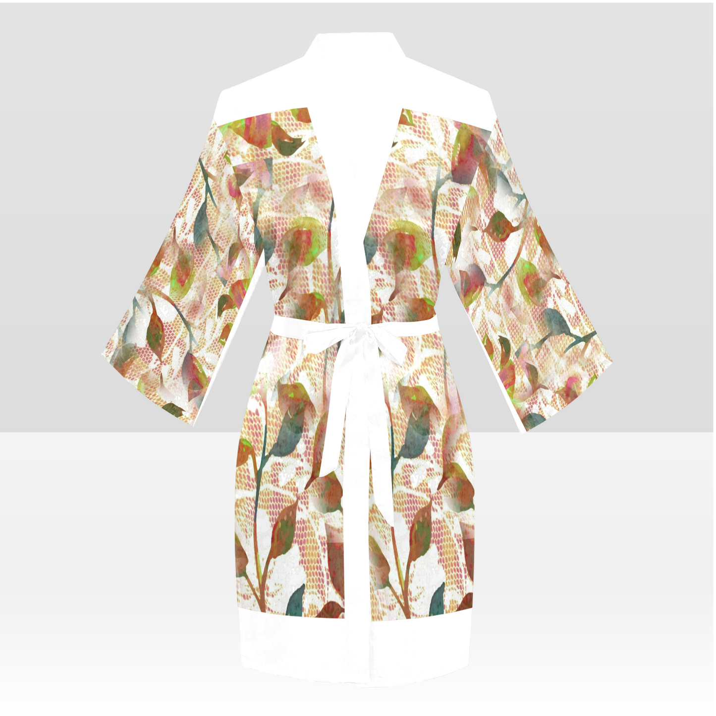 Victorian Lace Kimono Robe, Black or White Trim, Sizes XS to 2XL, Design 52