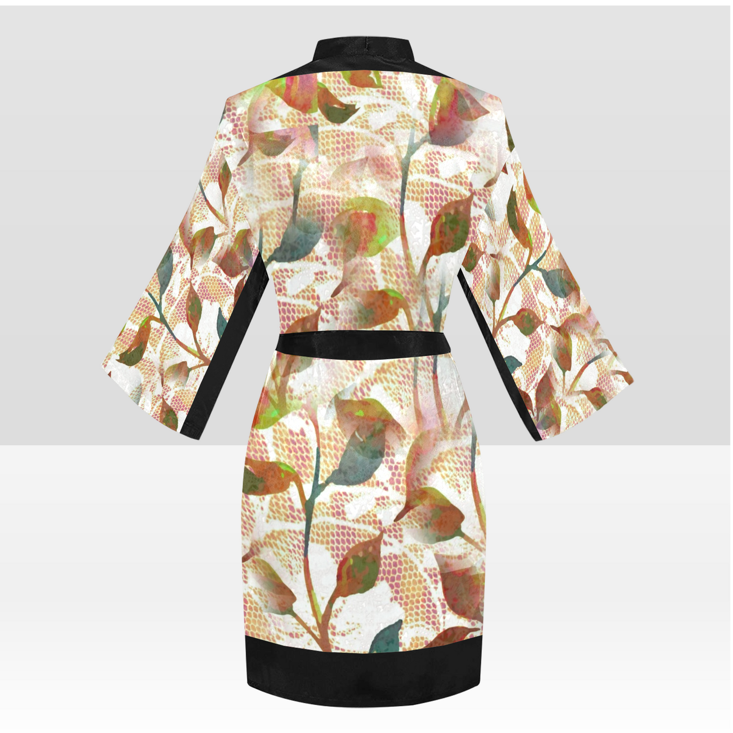 Victorian Lace Kimono Robe, Black or White Trim, Sizes XS to 2XL, Design 52