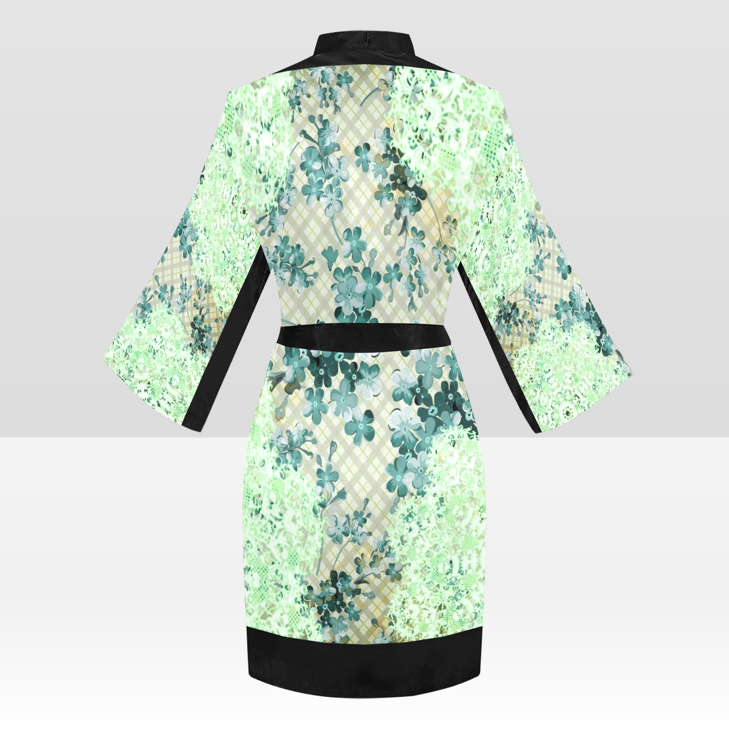 Victorian Lace Kimono Robe, Black or White Trim, Sizes XS to 2XL, Design 53