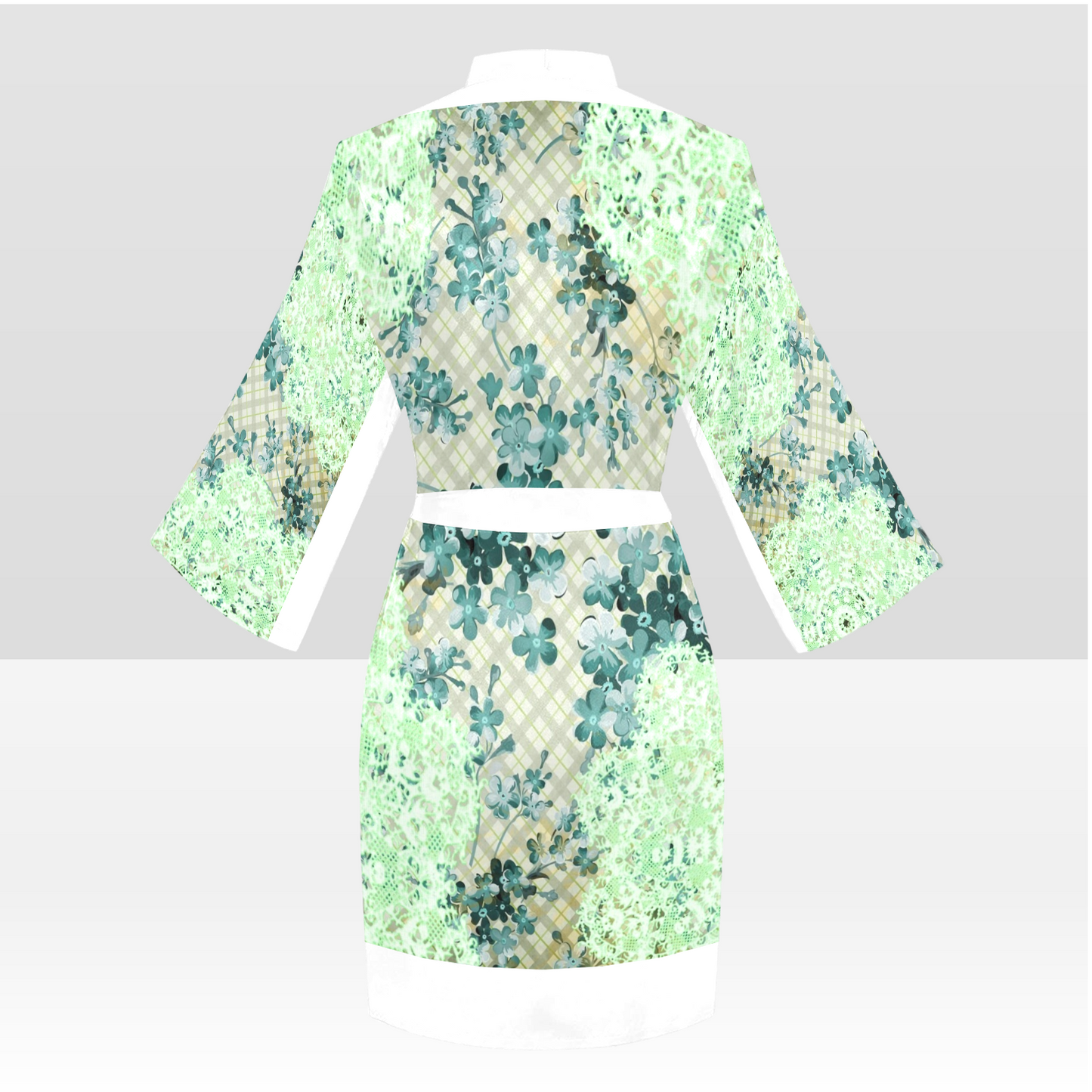 Victorian Lace Kimono Robe, Black or White Trim, Sizes XS to 2XL, Design 53